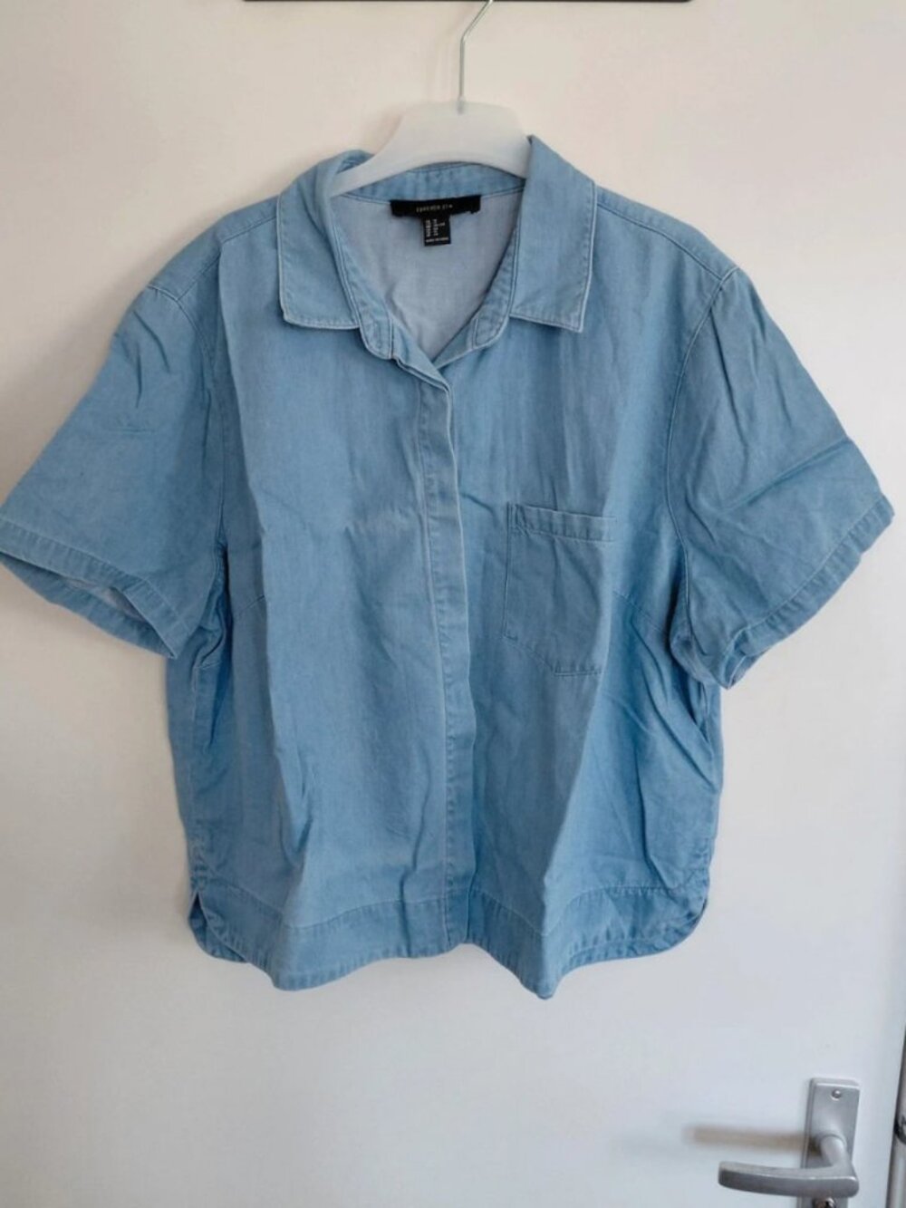 Light Wash Denim Short Sleeve Button-Up Shirt